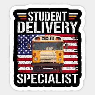 Student Delivery Specialist American Flag School Bus Driver Sticker